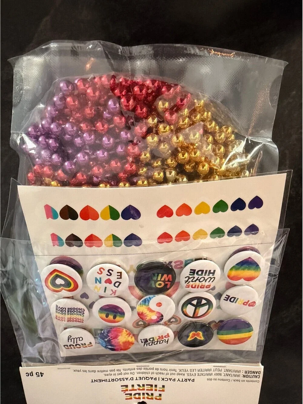 Pride Party Pack Bracelet Assortment with Rainbow Pins and Stickers